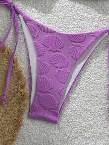 Costavie Swim MOD 两件套泳衣，紫色贝壳纹理面料挂脖三角比基尼上衣和侧系带泳裤，性感女士泳装套装，适合春夏度假，比基尼套装，一口价女士泳衣，女士泳装，两件套比基尼套装，Zestiva泳装，瑜伽套装，女士两件套Yummy Control泳衣，斑马纹比基尼，斑马纹比基尼套装，紫色比基尼两件套，侧系带泳裤，扇形边泳衣 - 紫色 - 查看 6