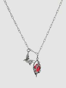MortiRose Dây chuyền hình quạ Diablo Gothic cổ điển mới, phong cách Goth/Gothic/Punk/Grunge/Dark Gothic, thời trang đường phố, mùa hè/lễ hội/dạ hội/tiệc tùng, cổ điển, màu đen. - Màu Đen Súng - Xem 2