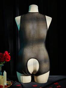 SpicyHot Áo liền thân lưới xuyên thấu gợi cảm không đáy dành cho nữ - màu đen - Xem 2