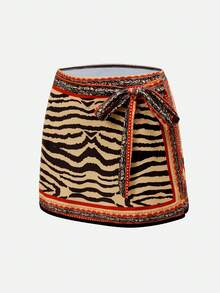 Swim Oasis 2026 Women's Leopard & Zebra Print Ruffled One-Piece Swimsuit With Cover-Up Skirt - Multicolor - View 11