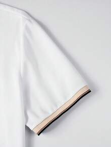 Manfinity Mode Men's Contrast Color Polo Shirt, Suitable For Outings, Parties And Office Wear, Formal, Ceremony - White - View 8