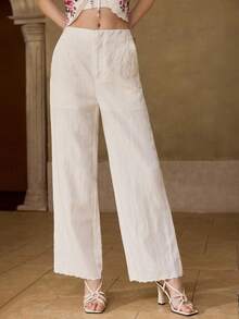 MOTF PREMIUM QUẦN VEST NỮ THÊU VẢI LINEN, XUÂN/HÈ - trắng - Xem 4