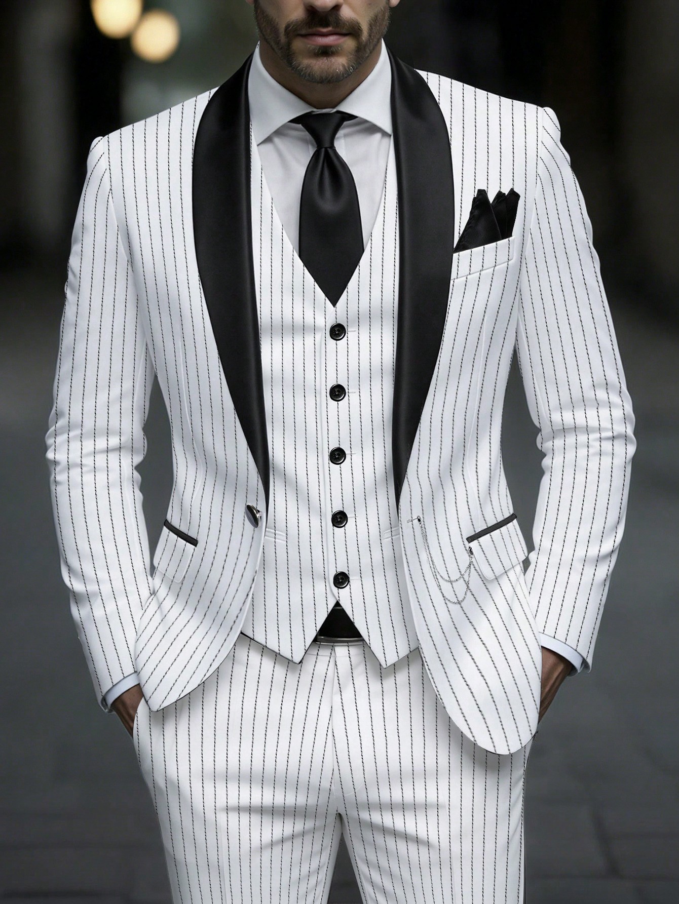 Manfinity Mode بدلة رجالية مكونة من جاكيت وبنطلون...