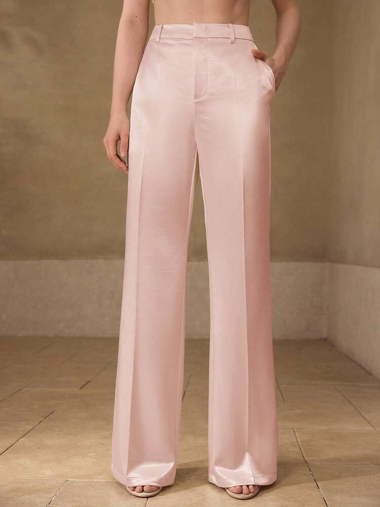 WOMEN'S SATIN CREPE FLARED LEG SUIT PANTS