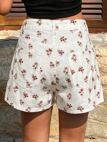 DAZY Summer New Loose Casual Leopard Print Women Denim Shorts - White - View 4