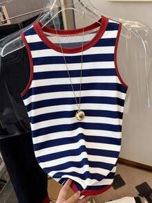 Camiseta de tirantes de ajuste holgado, de unicolor y cuello redondo, para mujer - Multicolor 2 - Ver 3