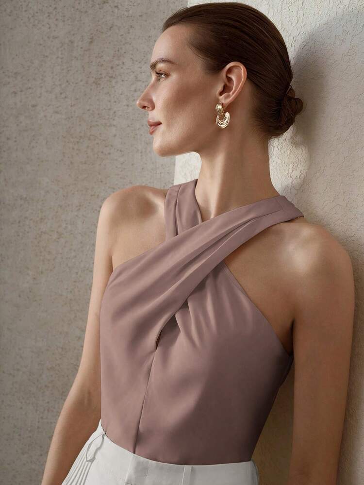 WOMEN'S SLEEVELESS CRISS-CROSS STYLISH BLOUSE