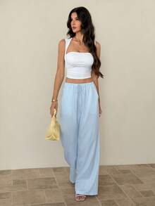 SHEIN Tall Striped Casual Loose Women's Pants, Spring/Summer - Blue - View 6