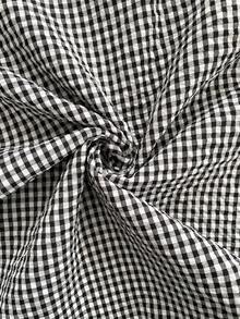 EMERY ROSE 女士度假风格子荷叶边圆领短裙 - 黑與白 - 查看 8