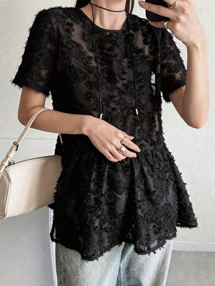 FRIFUL Women's V-Neck Textured Loose Fit Sleeveless Vest Jacket Summer - Black - View 1
