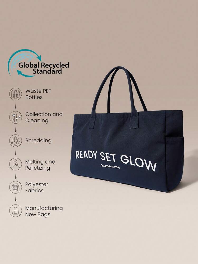 Big Glow 27L Side Pockets Large Storage Capacity Canvas Tote Bag Gym Studio Travel Vacation Holiday Daily Active Wear