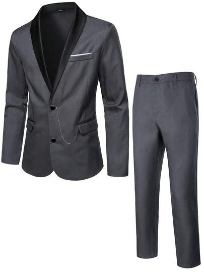Manfinity Mode Men's Casual Gentleman Suit, Fashionable British Style Essential For Work And Leisure