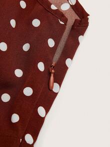 Olithes Đầm ngắn nữ màu cà phê chấm bi, hở lưng, thắt nơ, không tay, cổ tròn, thích hợp mặc hàng ngày, đi nghỉ mát, dự tiệc, đi học. - Nhiều màu - Xem 7