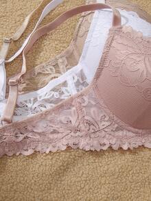 SHEIN 5pcs/Set Romantic Lace Padded Bras, Lift & Enhance Small Bust, Everyday Wear - Multicolor - View 5
