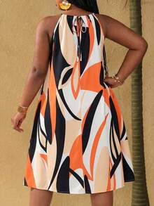 Maweii Plus Size Women's Sexy Tropical Floral Print Spaghetti Strap Maxi Dress, Sleeveless A-Line Striped Multicolor Blue Vacation/Holiday/Resort Dress - Multicolor - View 2
