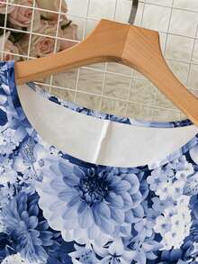 EMERY ROSE Đầm nữ cỡ lớn in họa tiết cây cỏ, cổ tròn, không tay, dáng rộng, thoải mái. - Nhiều màu - Xem 3