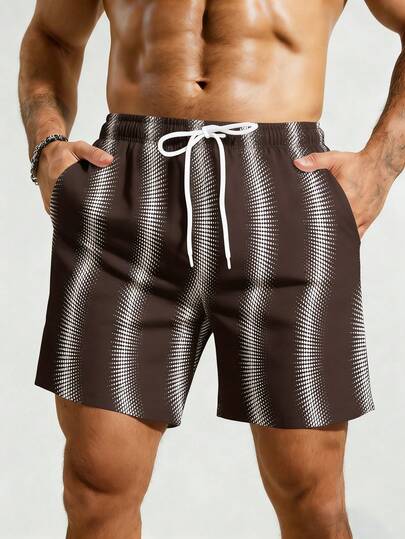 CoralVoy Quần short đi biển nam kẻ sọc, có dây rút ở eo và túi.