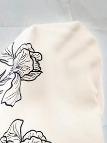 Serisse 女士碎花荷叶边蝴蝶结连体衣 - 杏色 - 查看 6