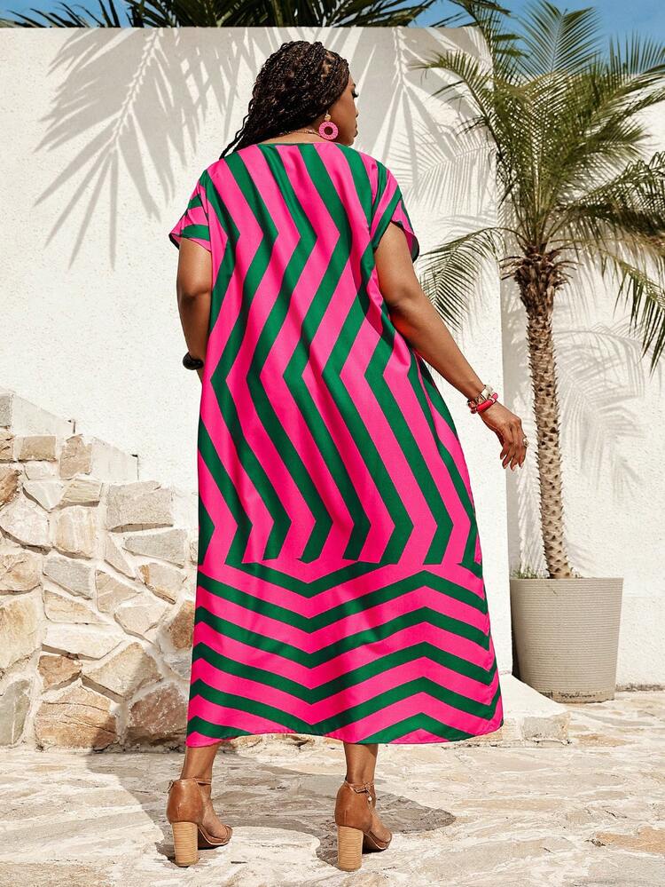 Plus Size Women Striped V-Neck Short Sleeve Casual Loose Dress Summer Dress Summer Outfits Summer Clothes Spring Dress Spring Outfit Women Spring Clothing Floral Dress Floral Dresses For Women Beach Vacation Outfits For Women Vacation Dress Bohemian Women's Plus Size Dresses Plus Size Vacation Outfits Maweii Plus Size Dress Vacation Casual Summer Dresses For Women Spring Dress Women Beach Dress Holiday Dresses Country Dress Floral Dress