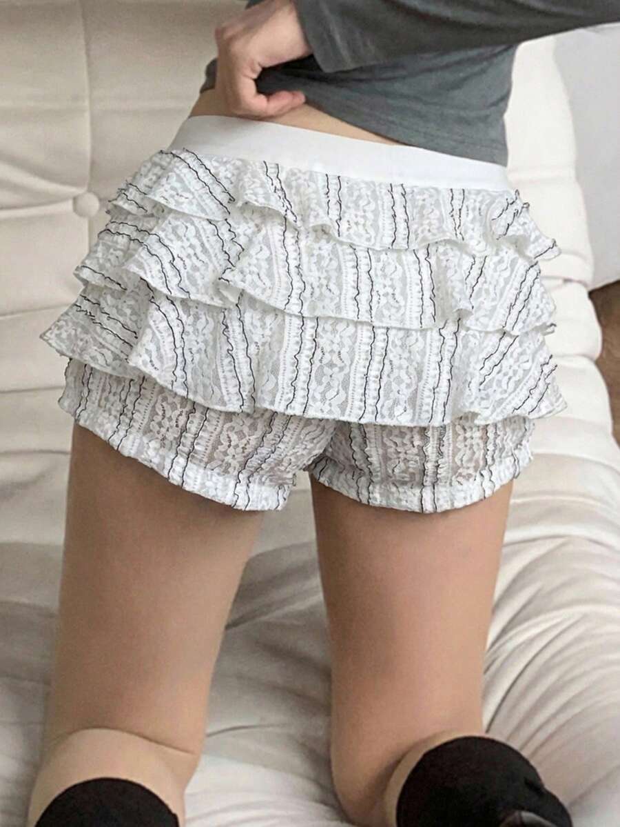 DAZY Women's High Waist Elastic Fitted Grey Shorts Summer - White - View 1