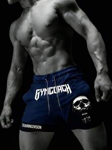 Gym Rark Quần short thể thao nam hai lớp, in chữ, có dây rút, cạp chun. - màu đen - Xem 5