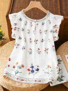 Franclia Women's Spring/Summer New Ruffled Hem Printed Blouse - Multicolor - View 2