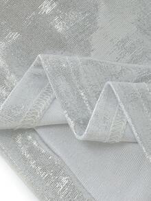 Franclia Fashionable Slim Fit V-Neck Unique Criss-Cross Pleated Short Sleeve T-Shirt Silver T Shirt Satin T Shirt Blouses For Women T Shirt Silk T Shirt Blouse For Women Silver T-Shirt Satin T-Shirt Yk2k Tops Silver Blouse Shimmer Blouse Womens Top - Silver - View 5