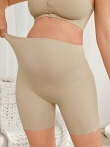 Moonlight&Mama Adhesive Solid Color Comfortable Maternity Briefs - Apricot - View 4