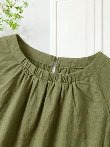 EMERY ROSE 女士度假纯色圆领短袖衬衫搭配印花半身裙休闲两件套，度假穿搭，女士休闲半身裙 - 彩色 - 查看 4