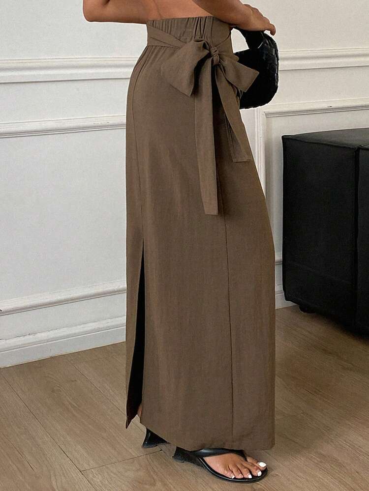 Women's Solid Color Asymmetrical Lace-Up Formal Elegant Summer Skirt
