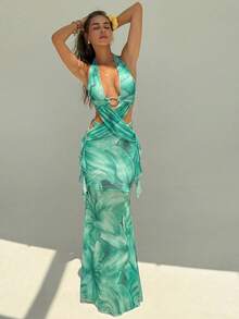 Aloruh Sexy Backless Criss-Cross Strap Tight Dress, Suitable For Summer Vacation,Summer Dresses For Women - Green - View 6