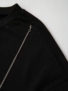 GlowEve CURVE Plus Size Women's Black Pearl Chain Decor T-Shirt,Elegant Summer Short Sleeve Tops,Casual Music Festival Western Cowgirl,Night Out Club T-Shirt - Black - View 6