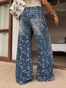 DAZY Quần nữ dáng rộng in hoa, thích hợp cho mùa xuân và hè. - Rửa trung bình - Xem 2