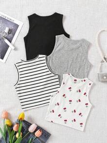SHEIN Áo tank top đa năng, thoải mái cho bé gái tuổi teen, mùa hè. - Nhiều màu - Xem 2