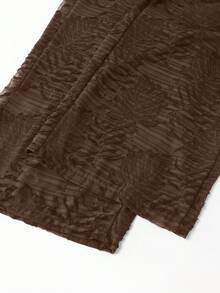 GlowEve CURVE Plus Size Women's Spring/Summer Semi-Sheer Jacquard Elastic Waist Loose Straight Leg Pants, Versatile For Commuting, Business, Shopping And Daily Wear - Brown - View 3