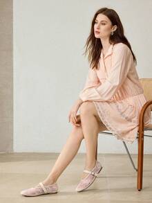 MOTF PREMIUM Giày bệt Mary Jane mũi vuông thoải mái, đa năng dành cho nữ, phù hợp cho đi làm và mặc thường ngày. - Màu be - Xem 2