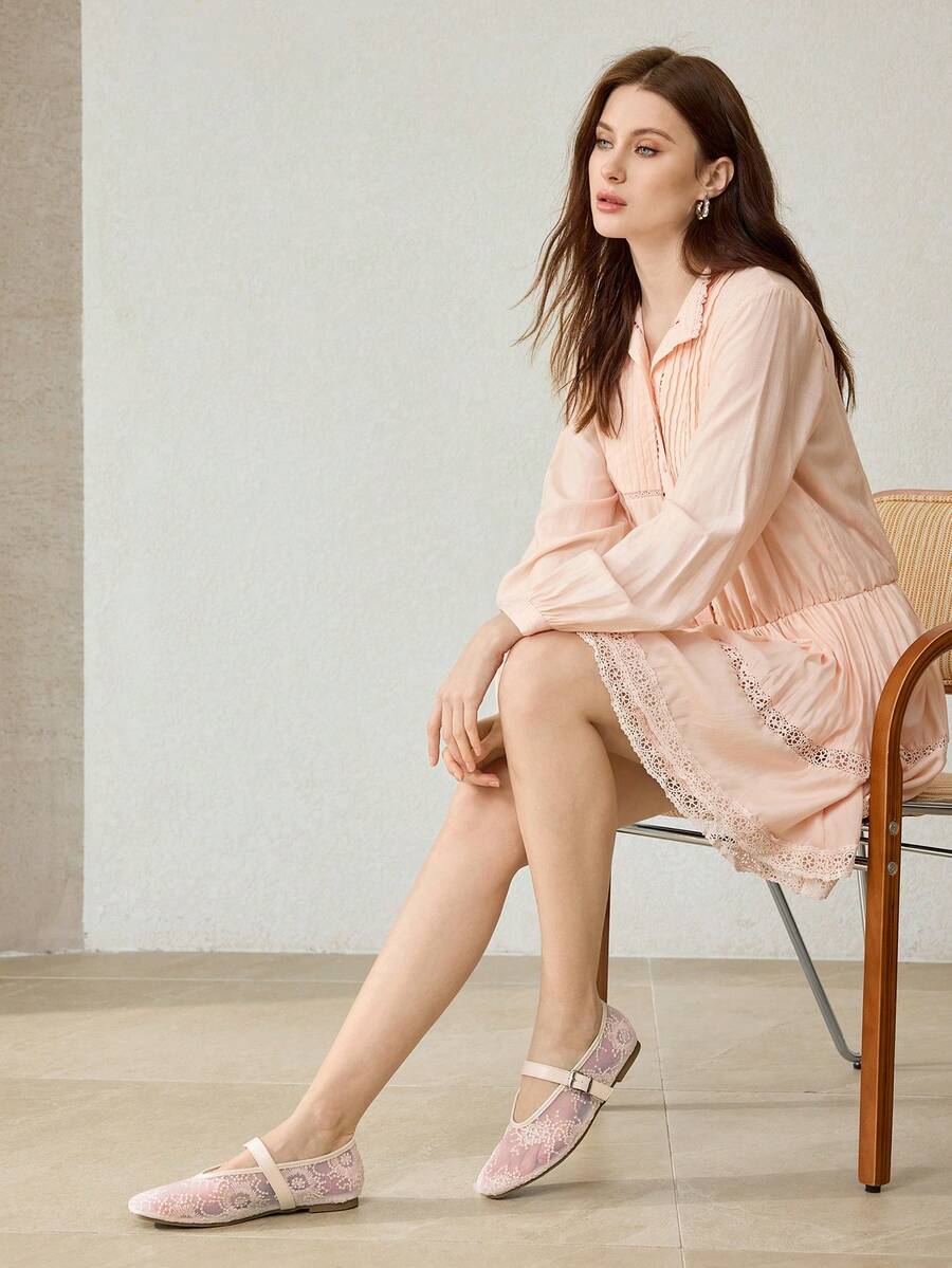 MOTF PREMIUM Giày bệt Mary Jane mũi vuông thoải mái, đa năng dành cho nữ, phù hợp cho đi làm và mặc thường ngày. - Màu be - Xem 2