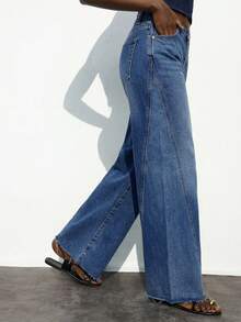 Maija Jeans rectos de pierna con bolsillos y cremallera, de uso versátil para mujer - Azul lavado medio - Ver 4