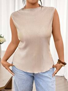 Lounesse Completo da donna taglie forti, 2 pezzi, elegante abbigliamento da ufficio, set con top senza maniche, top a costine per donna, blusa per donna casual ed elegante, ultime top per donna, nuovi arrivi, top convenienti per donna, blusa casual per donna, top casual ed eleganti per donna - Multicolore - Visualizzare 9