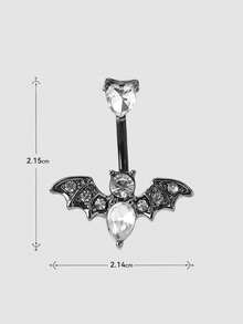MortiRose Bộ ba khuyên rốn mặt dây chuyền hình dơi đen, trang sức xỏ khuyên, phong cách Goth/Gothic/Punk/Grunge/Dark Gothic, thời trang đường phố, mùa hè/lễ hội/dạ hội/tiệc tùng, cổ điển, màu đen, không gây dị ứng, xỏ khuyên, trang sức cơ thể - Màu trong suốt - Xem 9