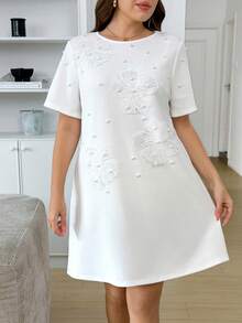 SHEIN LUNE 大码蝴蝶结装饰休闲连衣裙，适合通勤；夏季7月4日白色毕业节服装，适合女性；节日连衣裙；沙滩连衣裙；度假服装；女士度假连衣裙；夏季连衣裙；母亲节白色连衣裙；Zanea连衣裙；女士休闲连衣裙；大码连衣裙；Yisikado连衣裙；白色连衣裙；休闲Zanea连衣裙；优雅白色连衣裙；休闲洗礼服；花卉刺绣连衣裙；短袖连衣裙；Zanzea连衣裙；Zanea大码连衣裙 - 白色 - 查看 9