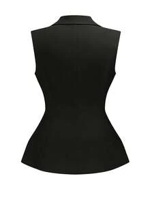 Rometta Áo blazer cổ ve lật, kiểu dáng thanh lịch, phong cách Pháp cổ điển, thích hợp cho công sở, thích hợp mặc đi làm. - màu đen - Xem 2