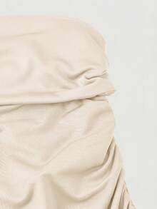 SHEIN MOD Off Shoulder/Asymmetrical Shoulder Ruched Burgundy Women's Camisole - Apricot - View 8
