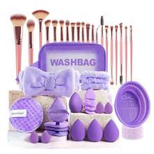This 42-Piece Set Features Makeup Brushes Made With Ultra-Soft, High-Quality Synthetic Bristles, Perfect For Everyday Face Makeup. It Comes With A Storage Bag For Convenient Use On Business Trips, Travel, And Touch-Ups. - Purple - View 2