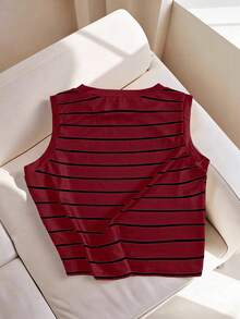 GlowEve CURVE Plus Size Black Metal Decor Necklace Vest Casual Commute Vacation Music Festival Spring Summer Autumn Formal Teacher - Burgundy - View 2
