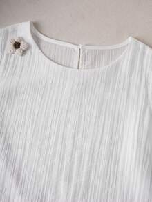 GlowEve Damen Ärmellose Bluse mit Blumen Dekor - Weiss - Übersicht 5