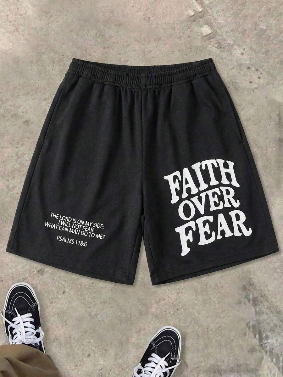 SHEIN Tween Boy 休闲纯色装饰口袋松紧腰短裤，适合秋季、春季、夏季，适合户外玩耍、学校、街头风格、派对和居家休闲 - 黑色 - 查看 1