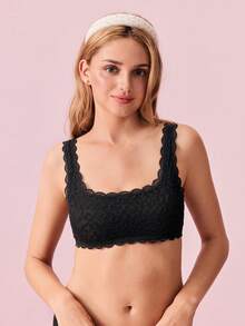 Bonmuse 1件黑色蕾丝浪漫性感女士文胸 - 黑色 - 查看 3