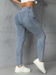 Flexra Quần jean nữ cỡ lớn dáng ôm thường ngày - Rửa trung bình - Xem 5