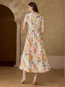 MOTF PREMIUM WOMEN'S LINEN PRINTED DRESS, SPRING/SUMMER - Multicolor - View 6